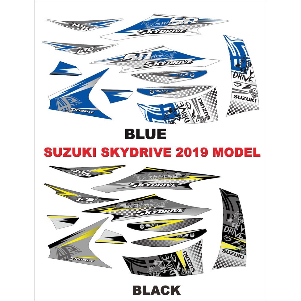 Sticker Decal Dekorasi Motor Suzuki Skydrive 2018 2019 Warna Abu Kuning