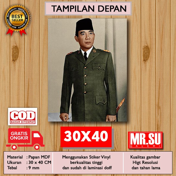 Bingkai Foto Hiasan Dinding Poster Kayu Wall Decor - IR SOEKARNO 5