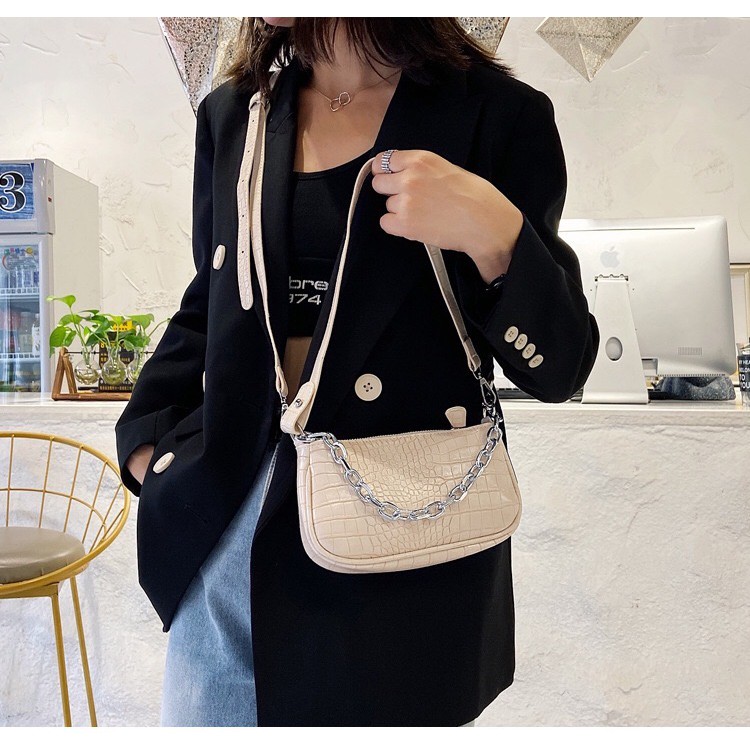 Tas Selempang Fashion Wanita Croco Kekinian Mini 3 Tali Model Terbaru - Shoulder Bag Wanita Import Terbaru - Tas Batam Import - Tas Fashion Kekinian SL46