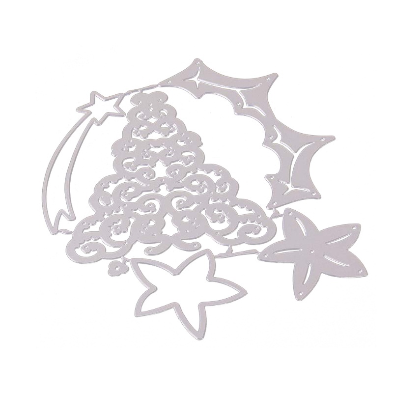 Cetakan Stensil Cutting Dies Motif Pohon Natal Bahan Metal Untuk Scrapbook / Craft Diy