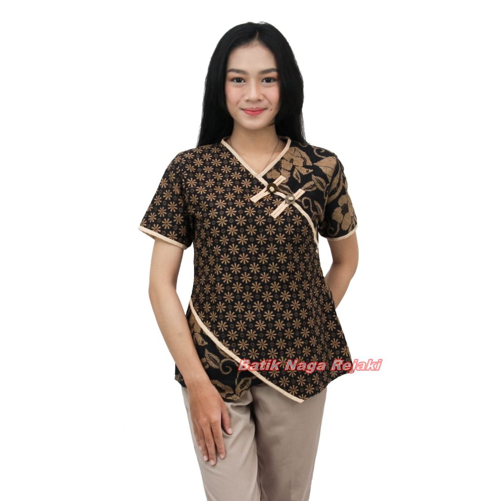 Batik Wanita Atasan Blouse  Kancing Dua  Miring S-m-l-xl-xxl-3l-4l-5l