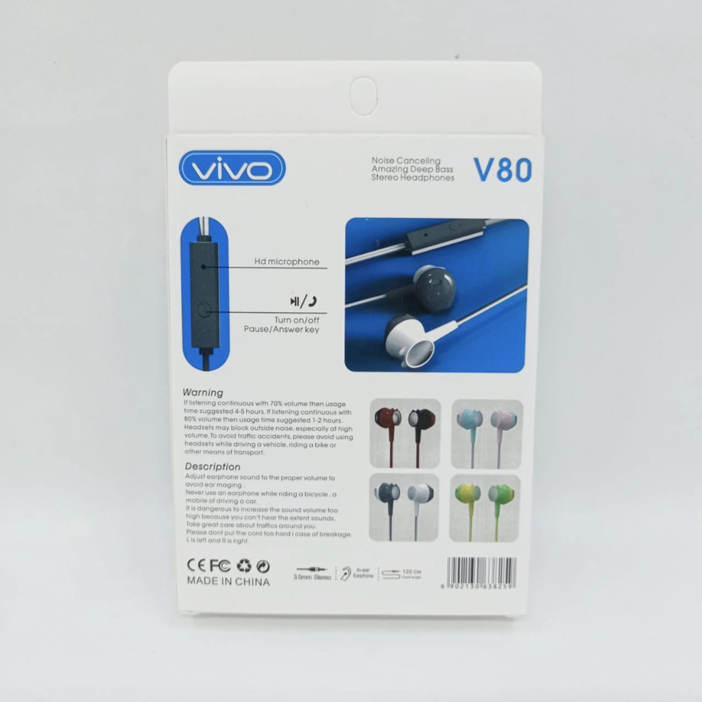 Headset VIVO SK-V70/V80  Stereo Earphone Handsfree Super Bass