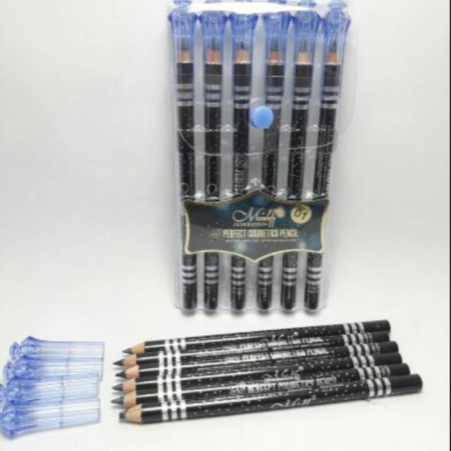 EYELINER PENSIL MENOW MAHKOTA HITAM HARGA 6 PCS