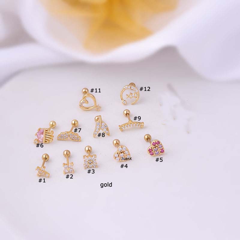 1pc Anting Tindik Bentuk Hati Bahan Stainless Steel 20gauge