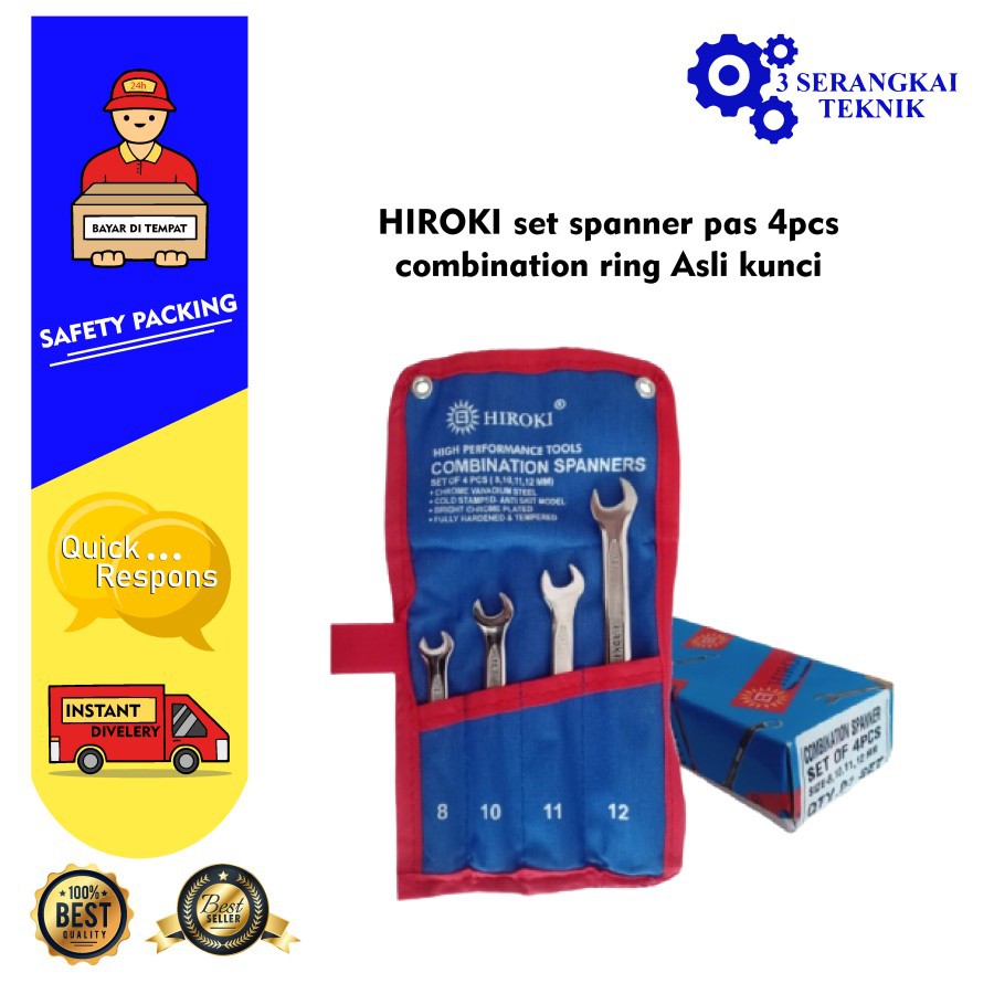 HIROKI set spanner pas 4pcs combination ring Asli kunci