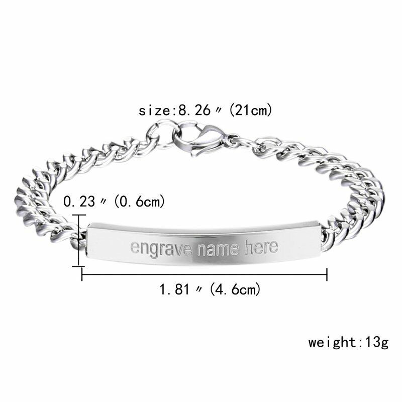 Gelang Bangle Bahan Stainless Steel Motif Ukir Tulisan Untuk Pasangan