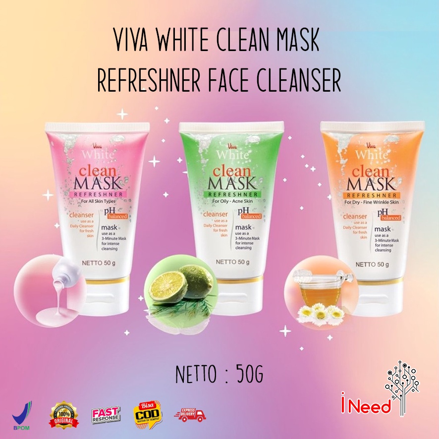 (INEED) Viva White Clean Mask Refreshner Face Cleanser / Masker 50g