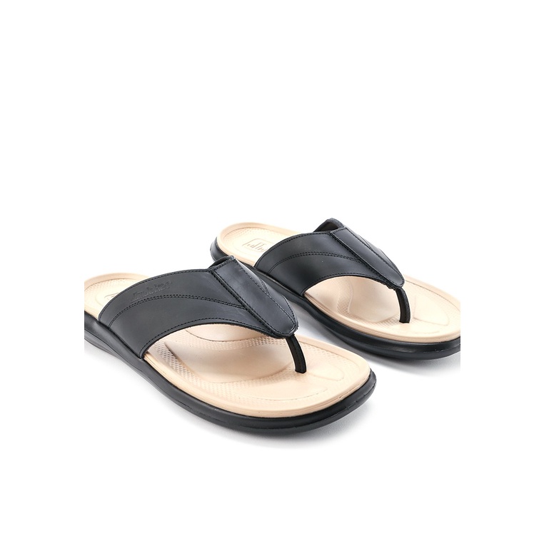 SANDAL CASUAL JIM JOKER PRIA ORIGINAL JEPIT KULIT BRANDED HITAM JJ11