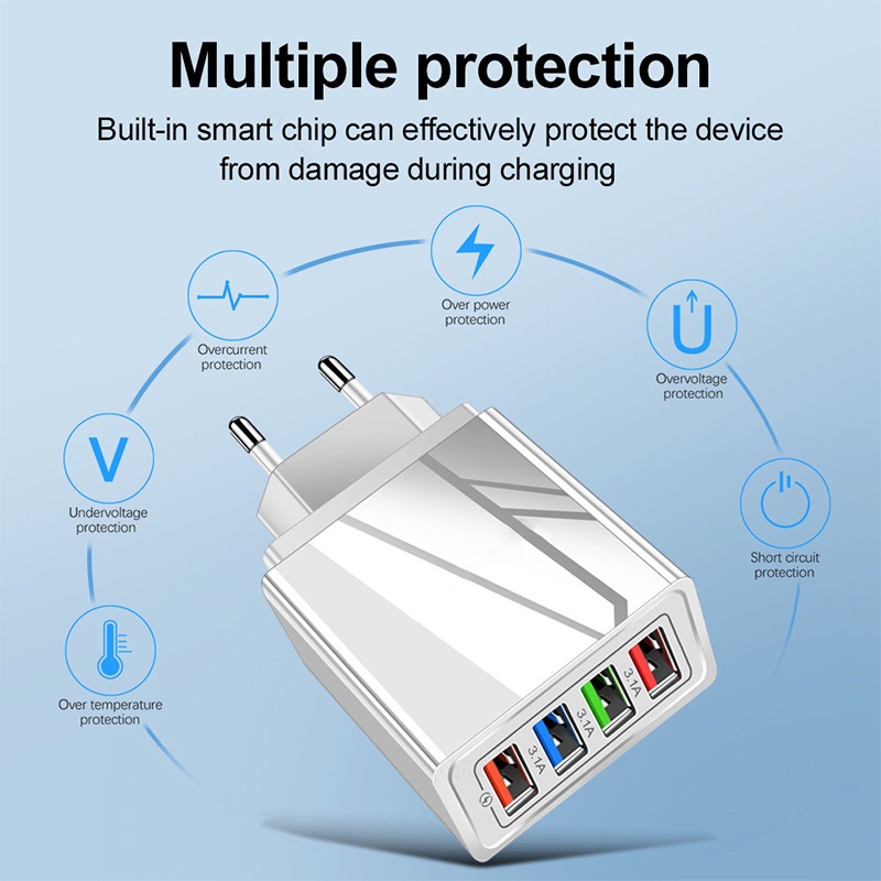 Adapter Charger Dinding 5 Port USB 60w Plug US / EU Untuk iPhone / Android