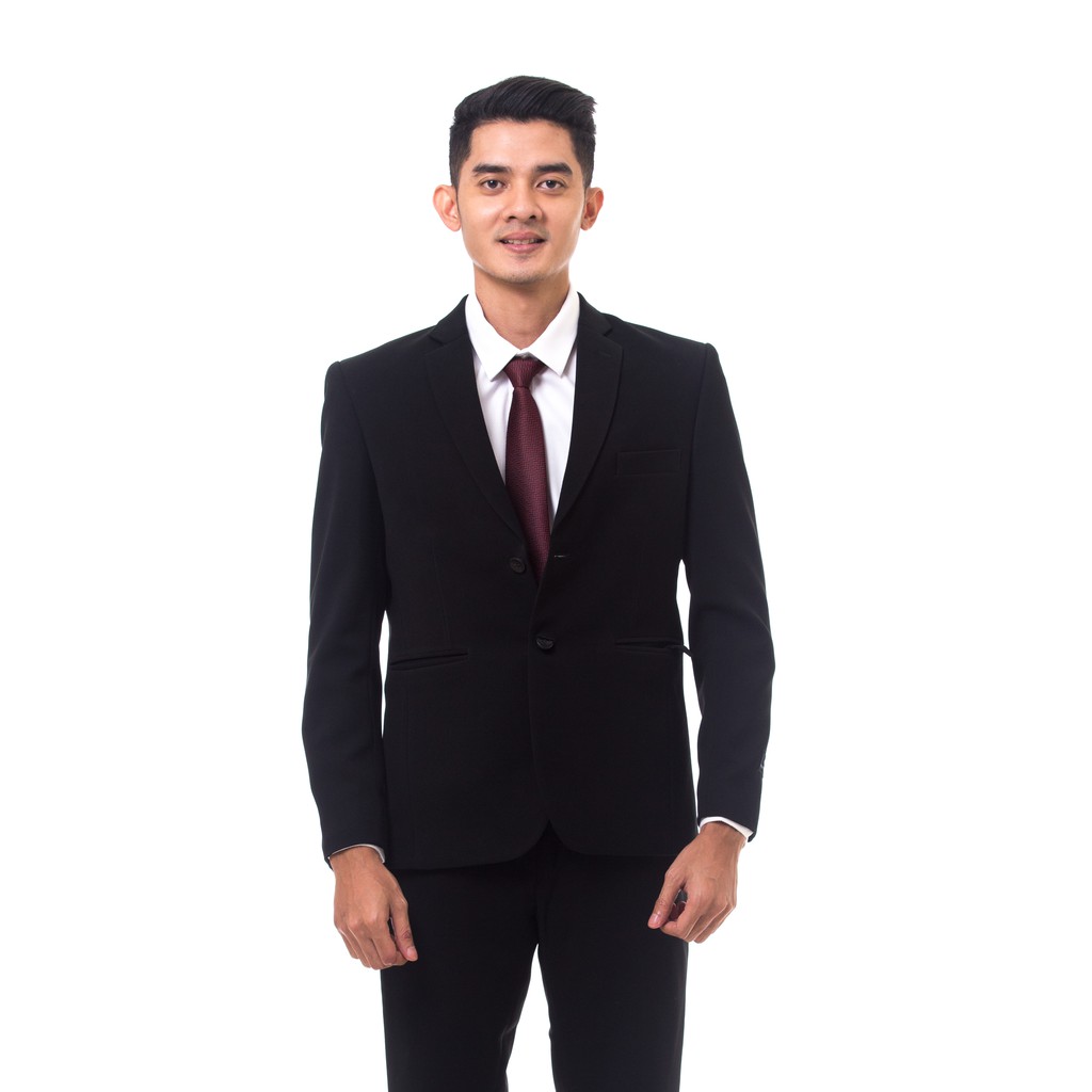 Arnon Brook - Eclipse Jas Formal Pria Slim Fit Hitam Pekat