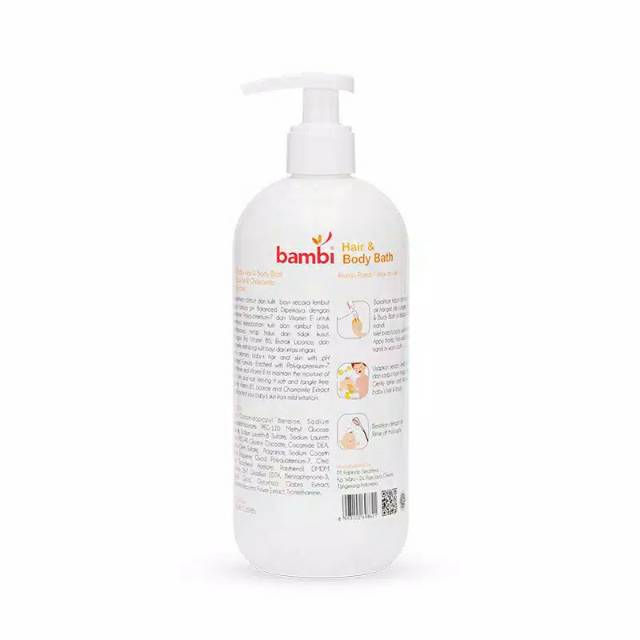 Bambi Baby Hair n Body Bath 2in1 Pump 500ml - Sabun Shampoo Bayi