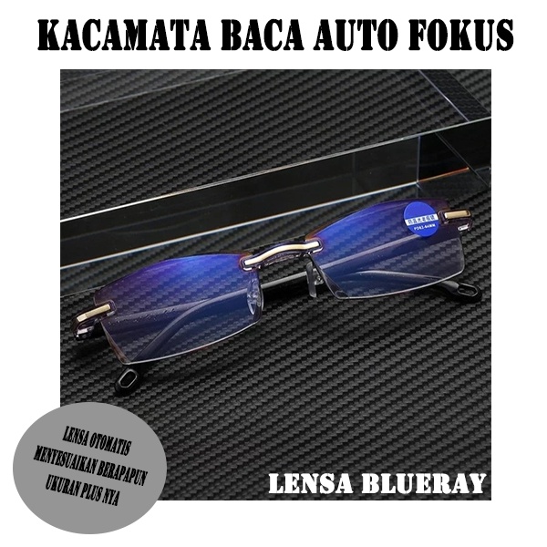 Kacamata Baca Super Fokus Anti Radiasi Pria Wanita Model Rimless Kaca mata Auto Fokus  Original Lensa Blueray Bisa Menyesuaikan Semua Ukuran Unisex