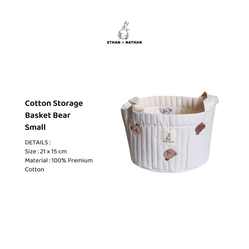 Ethan + Nathan Cotton Storage Basket Ethan Nathan korean bear tulip cherry dino cotton bag