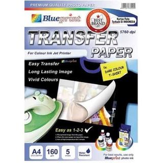 Transfer Paper Dark A4 1 Lembar Blueprint (R-2086) GROSIR PRAKARYA MALANG Kertas Foto Mengeblat Kaos Sablon Shirt T-Shirt Glossy Smooth Halus Cetak Biru Murah Cheap Sublim Sumblime High Quality Baju Clothes Fabric Easy Vivid Color Satuan Blue Print DIY