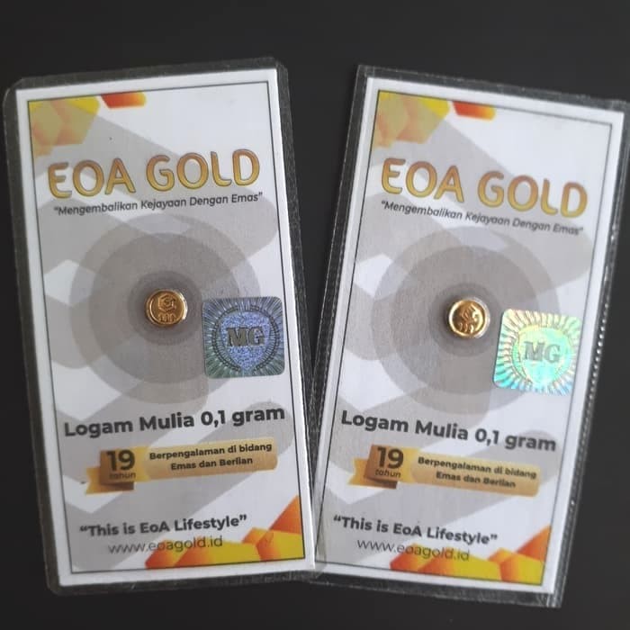 Emas mini logam mulia 24 karat EOA Gold 0.1 gram bersertifikat