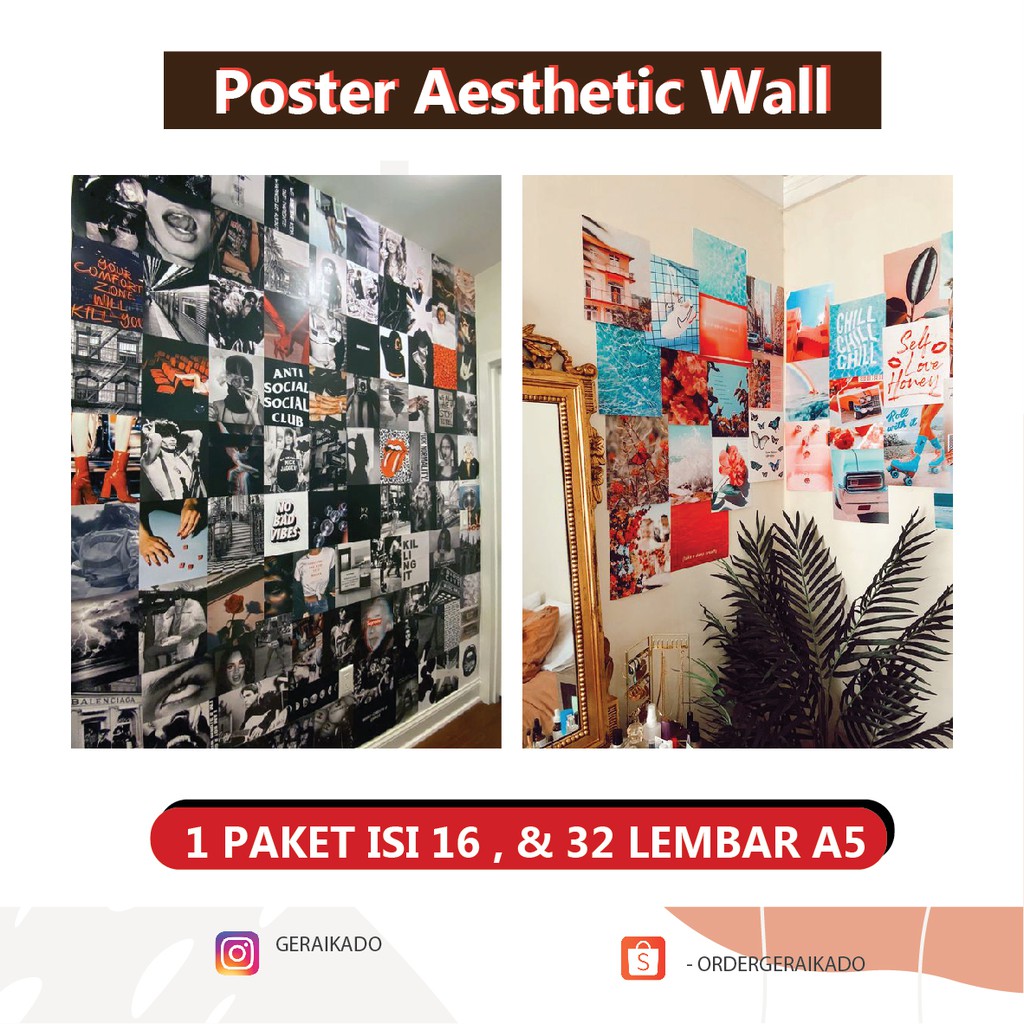 POSTER DINDING AESTHETIC GLOSSY A5 1 PAKET ISI 16 POSTER Shopee Indonesia