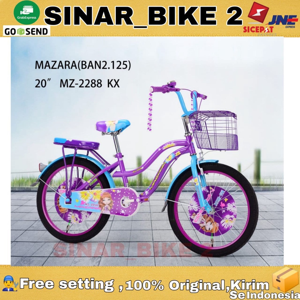 Sepeda Anak Perempuan Mini Keranjang 20 Inch Mazara 2288 KX Ban 2.15