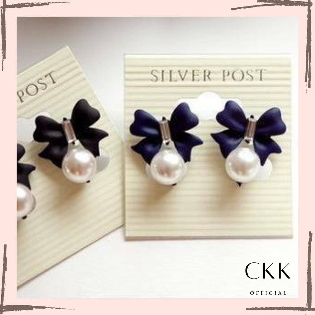 ➰CKK➰ Anting Tusuk Import Korea Berlian Pita FA92 Mutiara Cantik dan Simple Korean