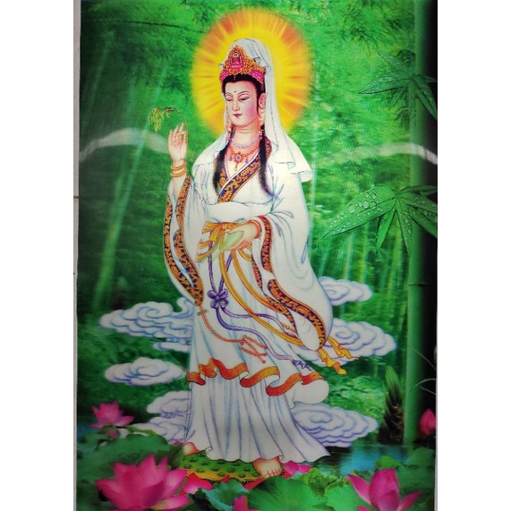 POSTER 3 DIMENSI DEWI KWAN IM WALL DECOR BUDHA GUAN YIN