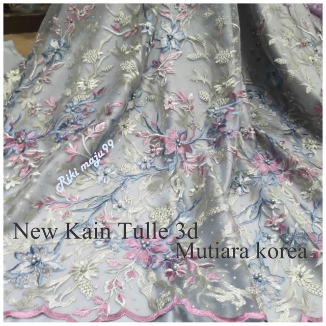 New Kain Tulle Mutiara impor / Kain-Bahan Tile 3D Korea