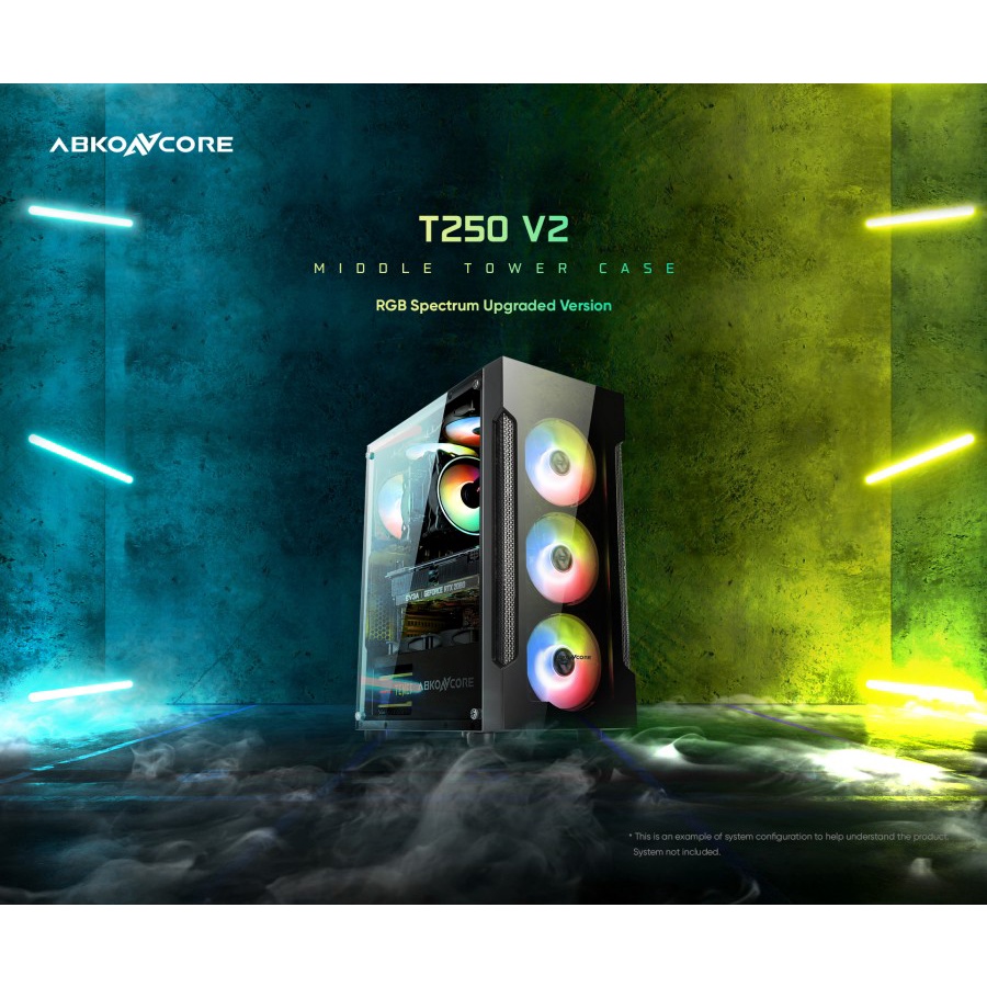 Gaming Case ABKONCORE T250 V2 - Spectrum RGB ATX Casing PC Abko