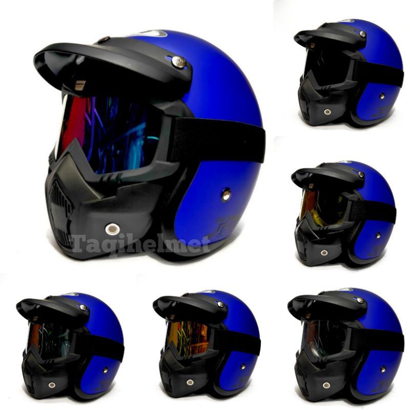 Helm bogo jpn retro arc biru dop&gogle mask