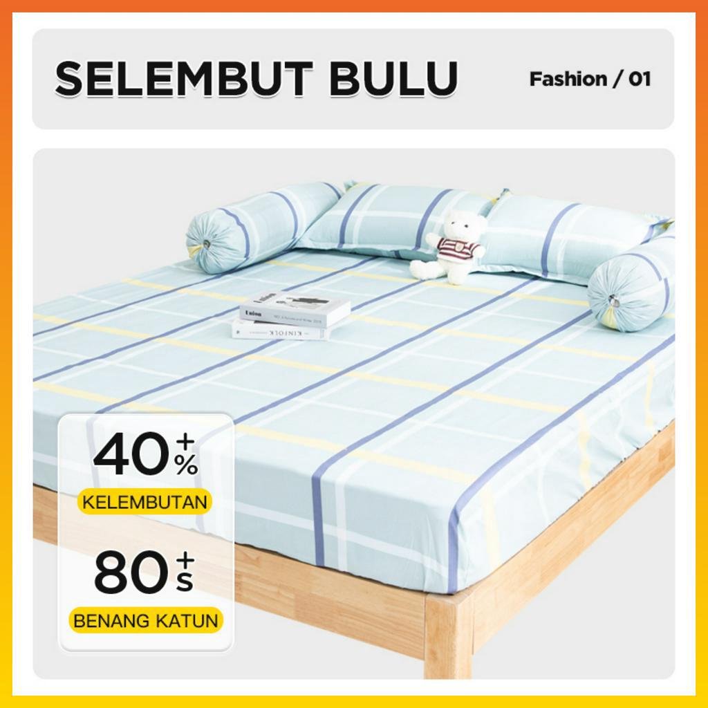 Sprei Set Motif Aesthetic KQ Dengan Sarung Bantal &amp; Guling Sprei Lembut Murah Premium KQ Size160x200cm