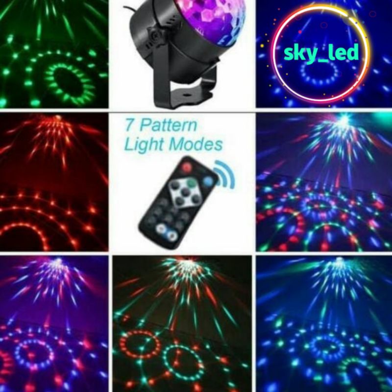 SKY_LED / Lampu Disko LED RGB / MAGIC BALL /  Dapat Berputar dengan Sensor Suara untuk Natal / Pernikahan / KTV