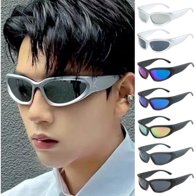 (YUZHU) 2022 Fashion Beach Shades Eyeglasses for Women Men Sports Korean Rectangle Sunglasses for Unisex Punk Style Brand Designer Trendy Multicolor Ourdoor Eyewear