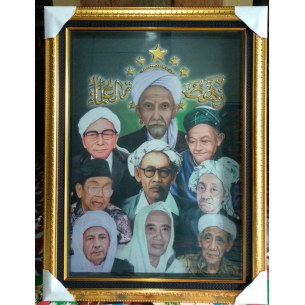 bingkai kaca foto ulama bahan kain 62x82cm pajangan dinding