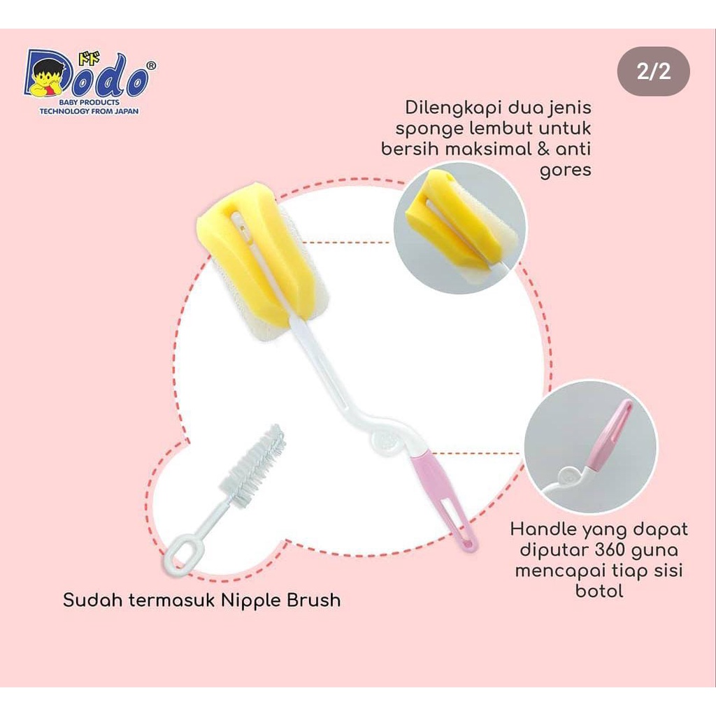 Dodo Sponge Cleaning Brush / Sikat Cuci Botol Busa
