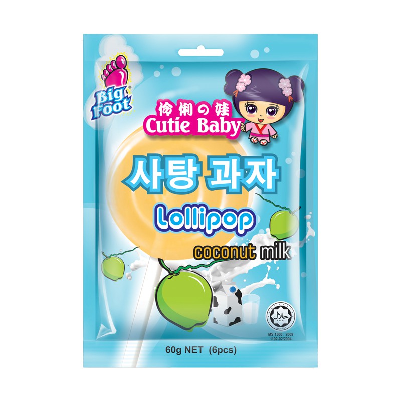 

Permen Lollipop Rasa Susu Kelapa Big Foot Cutie Baby 60g