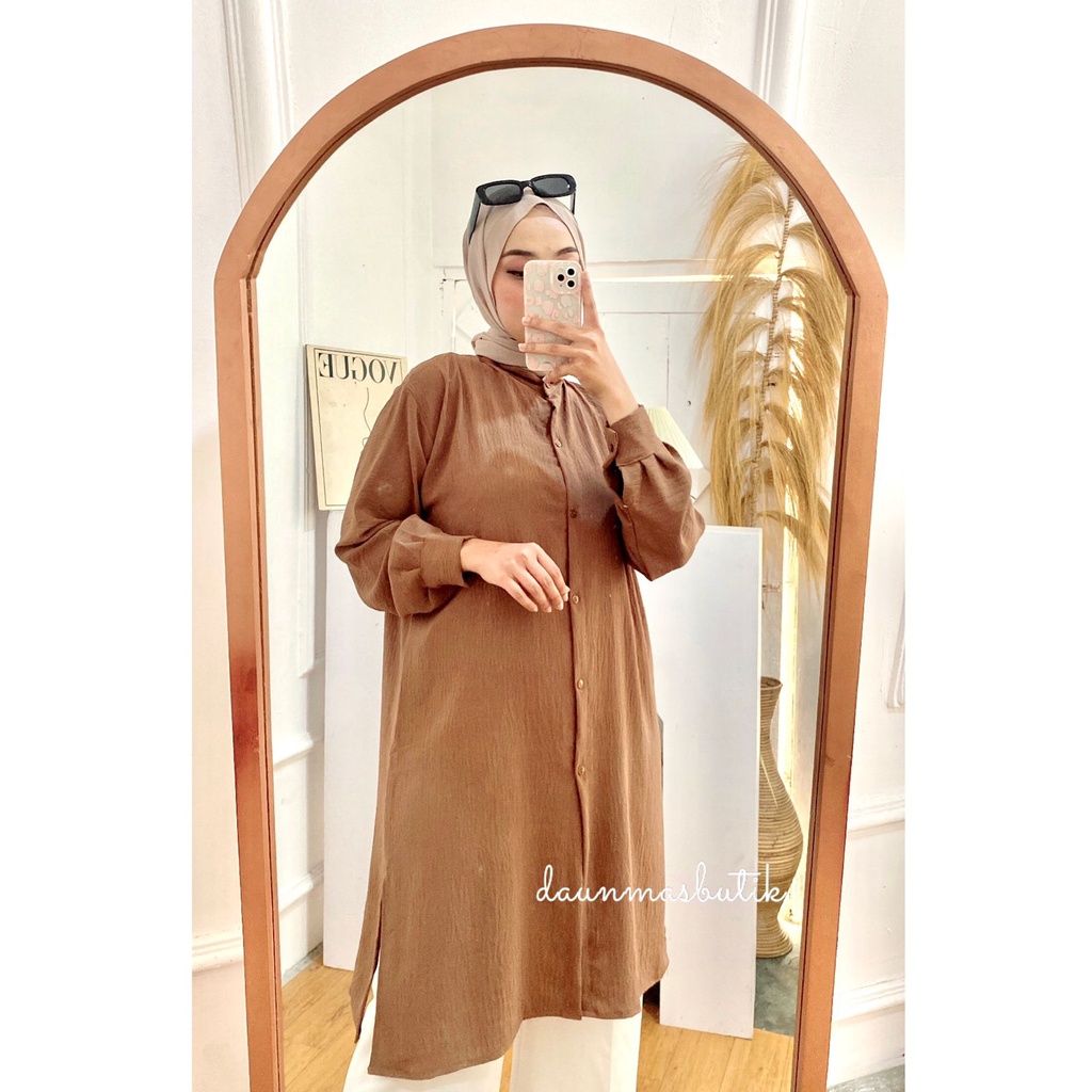 1KG MUAT 4PCS | JENNA JENI TUNIK FULL KANCING AIRFLOW CRINKLE FULL KANCING KOREAN STYLE HITS OOTD SELEBGRAM FASHION