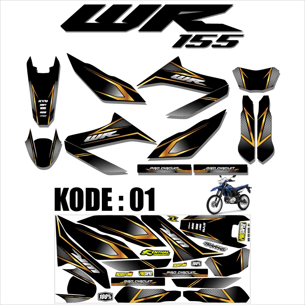 (COD)Sticker Striping Stiker Lis Variasi Trill WR 155 Desain Supermoto BDX 01