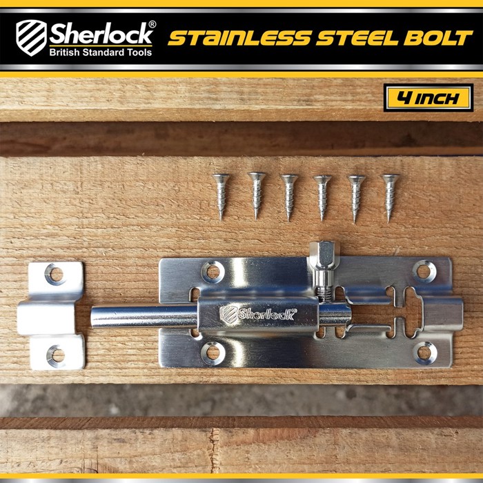 Grendel Slot Kunci Pintu 4 inch / Sherlock Stainless Steel