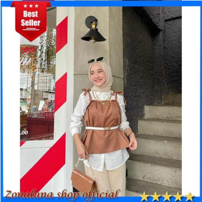 Atasan Blouse Wanita Tobi Blouse 2in1 Atasan Baju Muslim Wanita Remaja Terlaris Blouse Korea