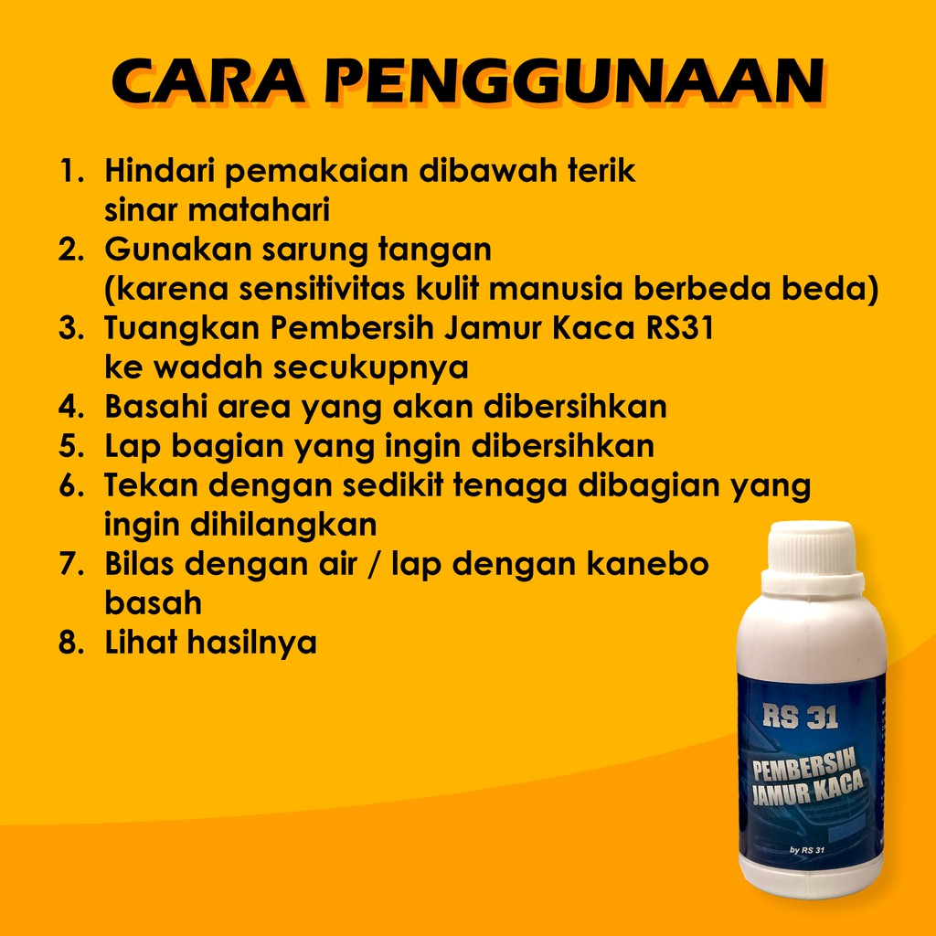 Pembersih Jamur Kaca RS31 / Waterspot Remover Penghilang Jamur Mobil, Motor, Aquarium &amp; Cermin