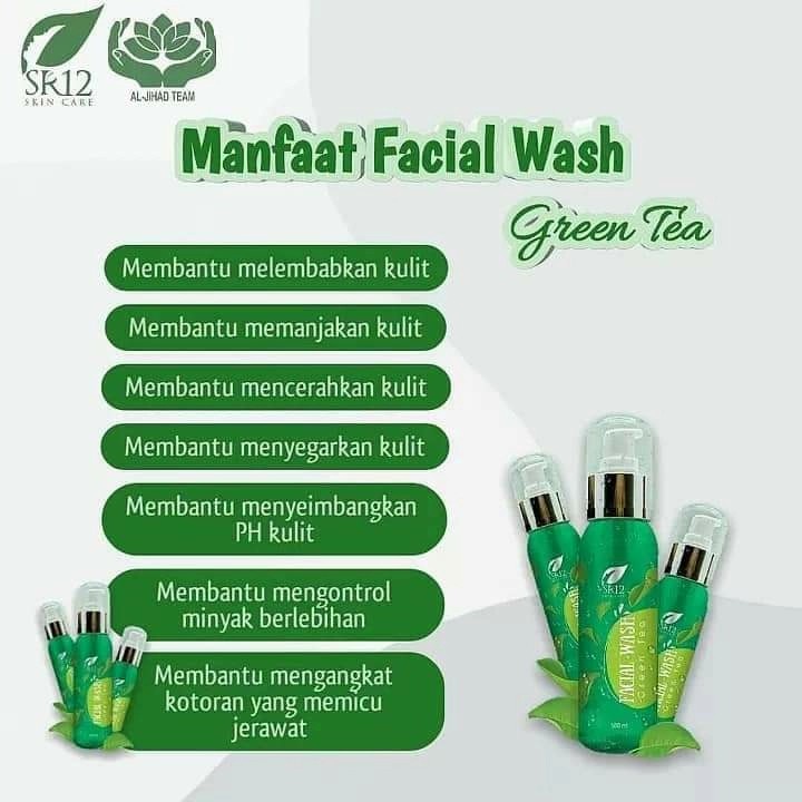 Facial Wash Green Tea SR12 - Sabun Cair Wajah Gren Tea Sr 12 - Original 100% Official Agen Resmi