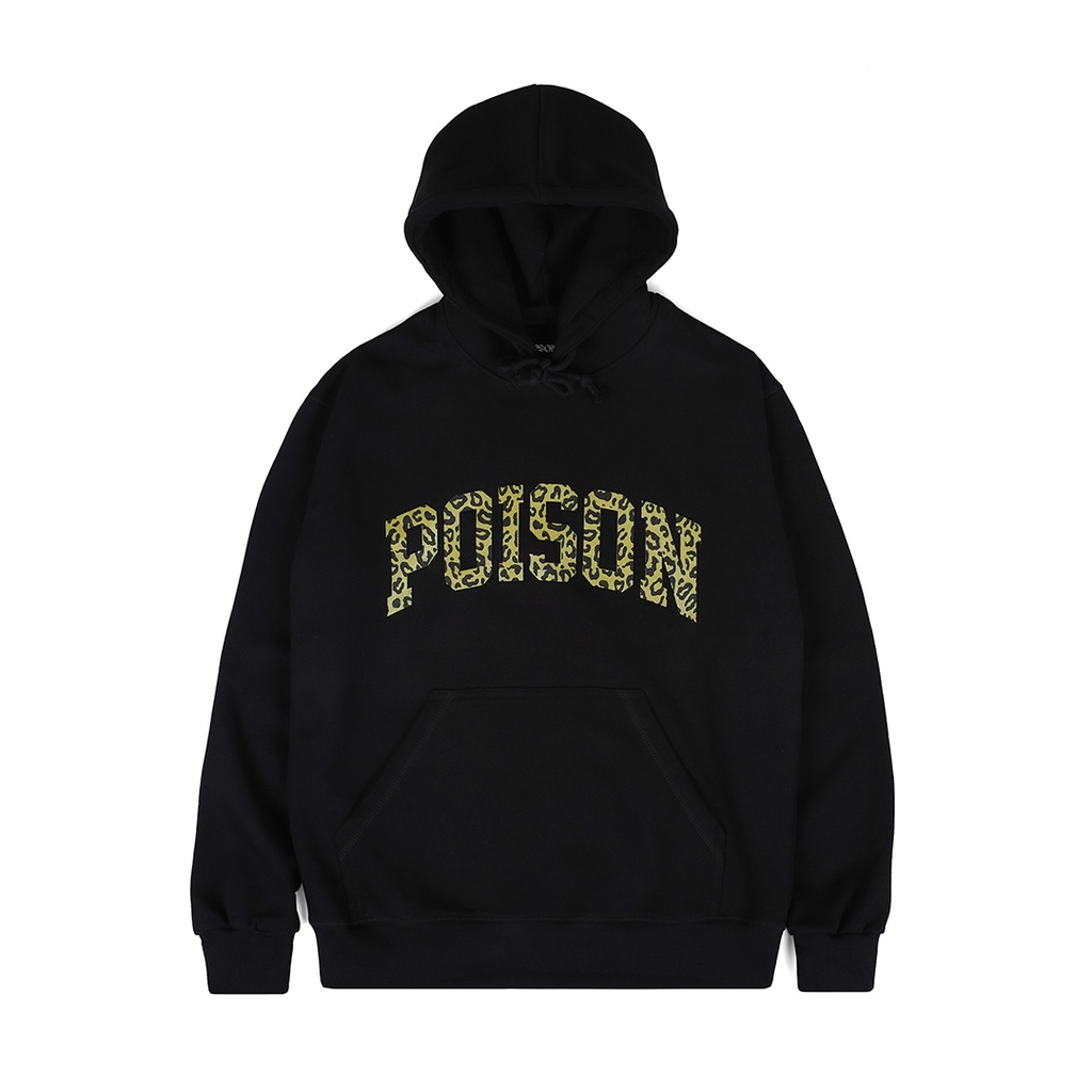 POISON FOREVER - OG Logo Leopard Hoodie Black - Heavyweight 330GSM