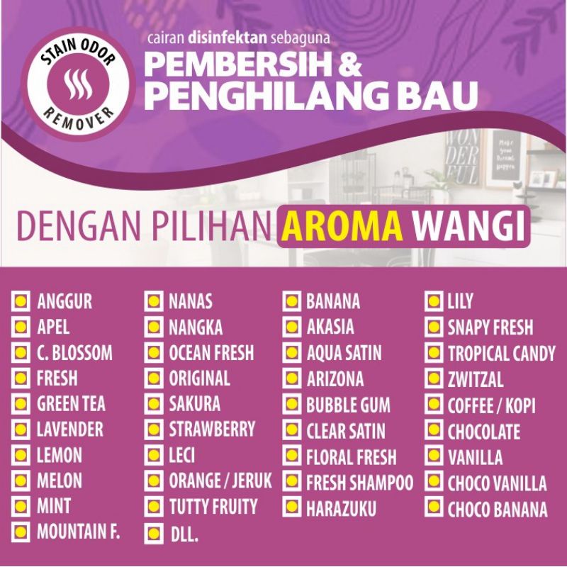 Penghilang Bau dan pembersih ruangan aneka aroma wangi segar kemasan spray 60 ml