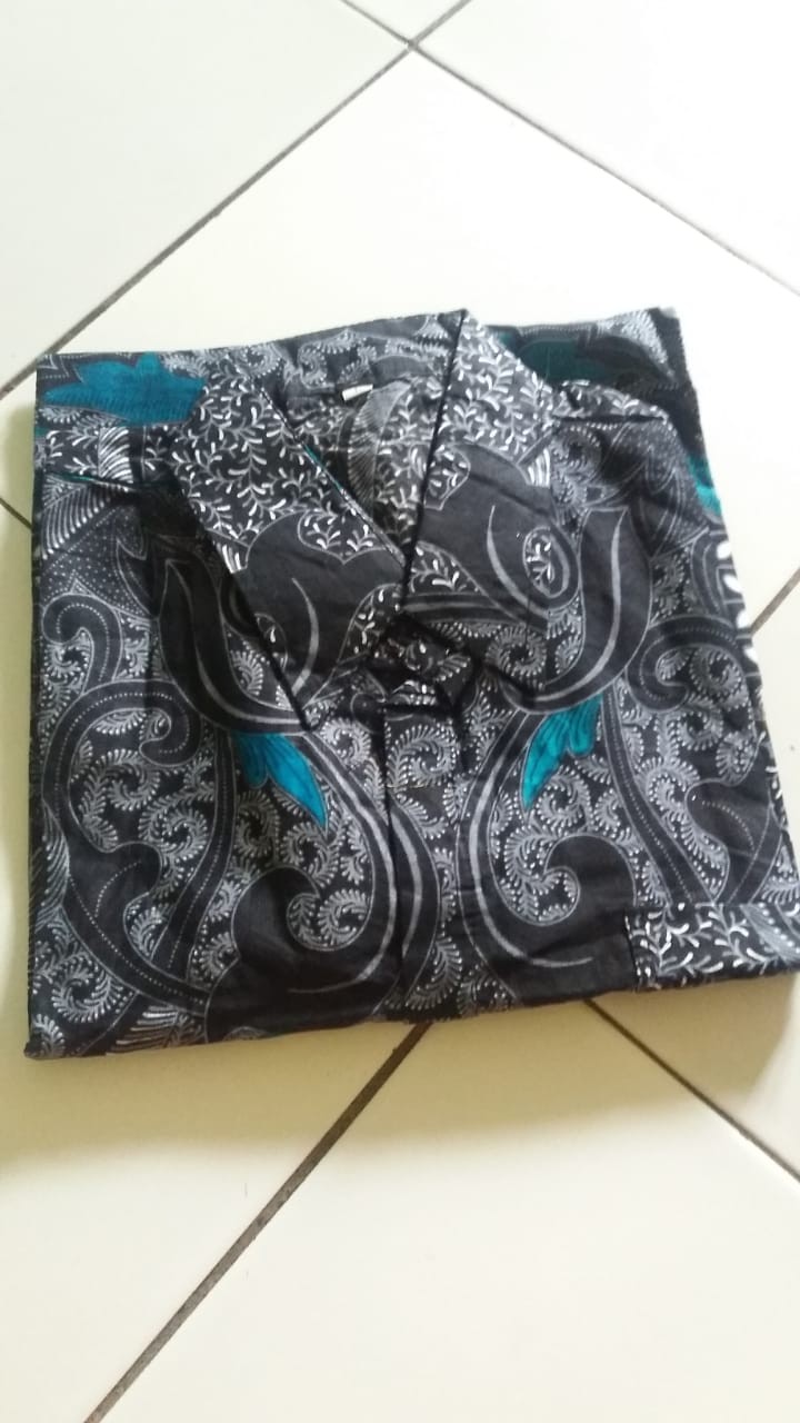 Murah Batik Kemeja Hem Pria Motif Kembang Gede Hitam Kemeja Seragam Pekalongan Alkhalis
