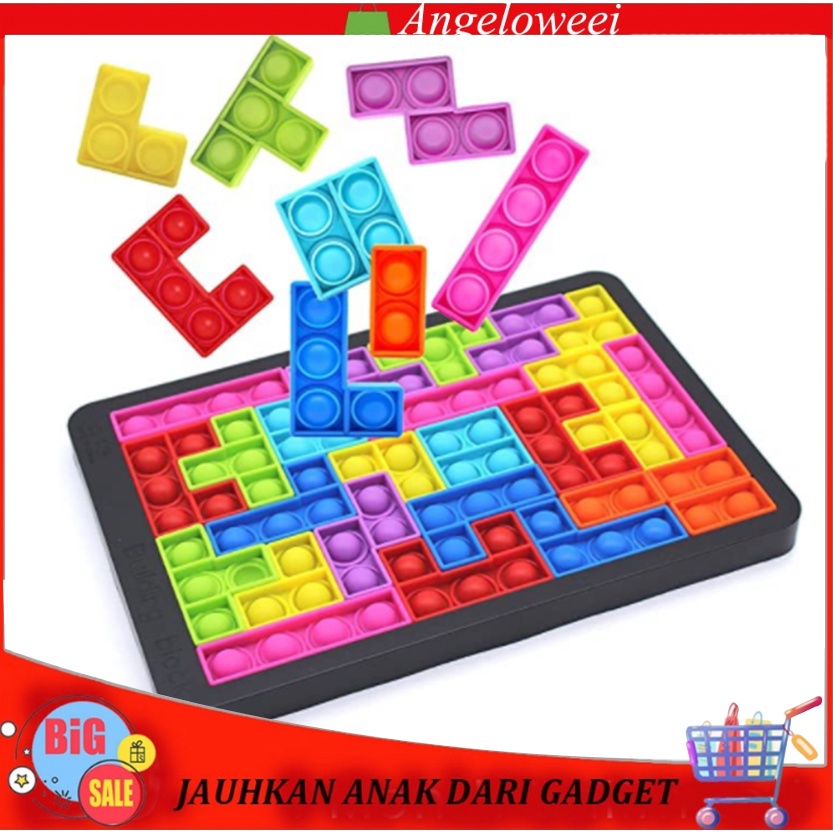 ♥ Promo Spesial ♥  Pop it dadu Mainan Game Building Block Pop It tetris 26 pcs Pop It Push Bubble Pe