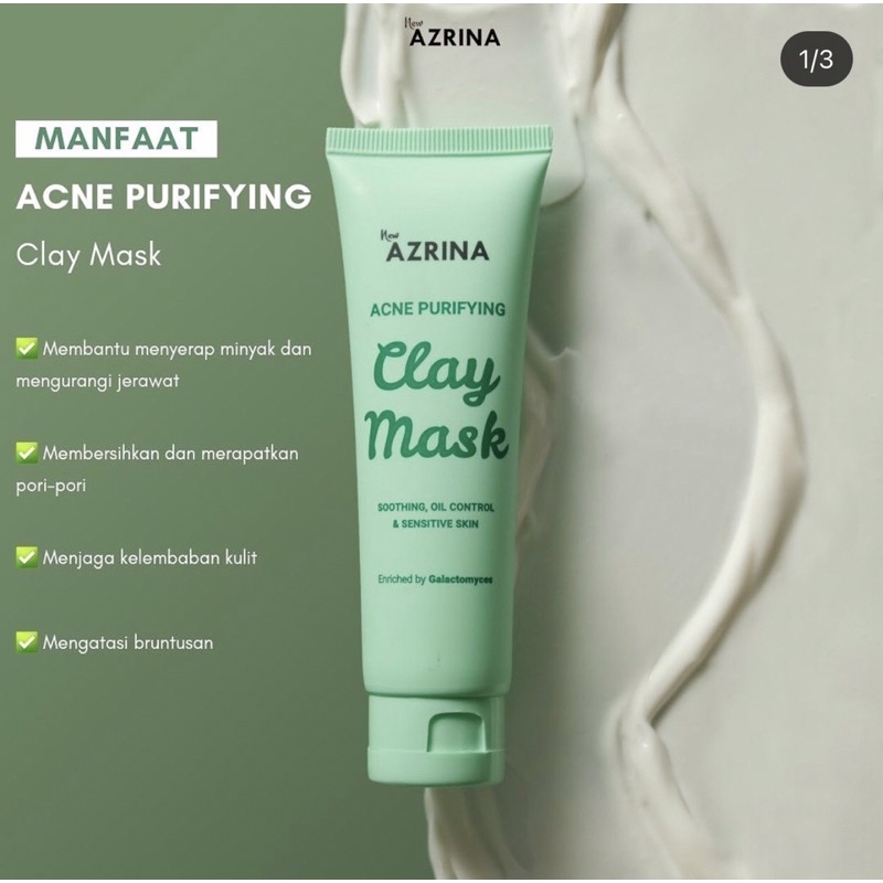 [READY SIAP KIRIM] AZRINA Pure Charcoal Mud Mask | Acne Purifying Clay Mask | Masker Komedo Azrina Beauty