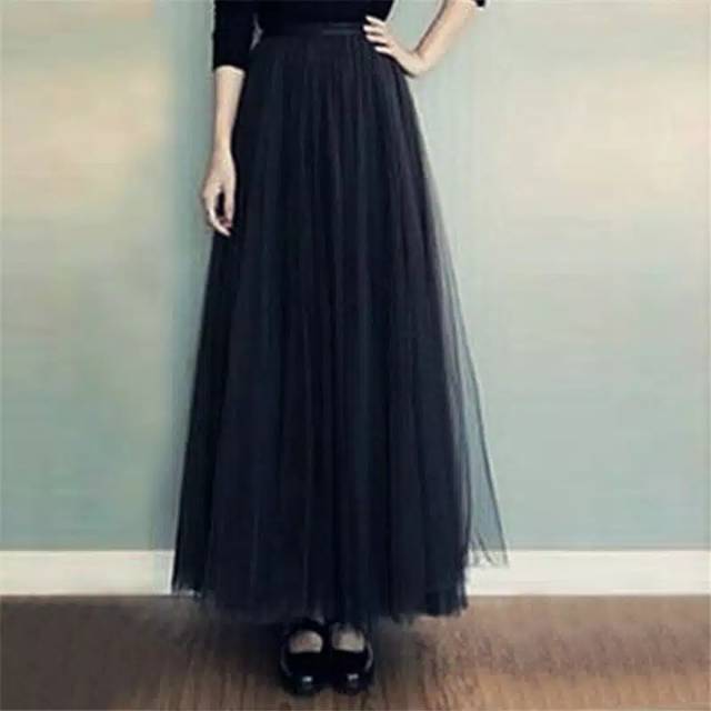 Rok tutu tile impor rok maxi import warna hitam,putih,biru abu