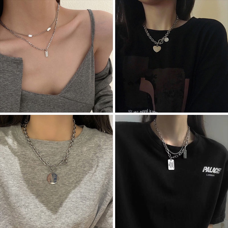 Titanium baja dekorasi kalung untuk wanita in hip hop baru fashion merek online merah bulu sweter ra