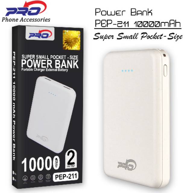 Jual POWERBANK POWER BANK MEREK PRO 10000MAH PEP-211 ORIGINAL | Shopee