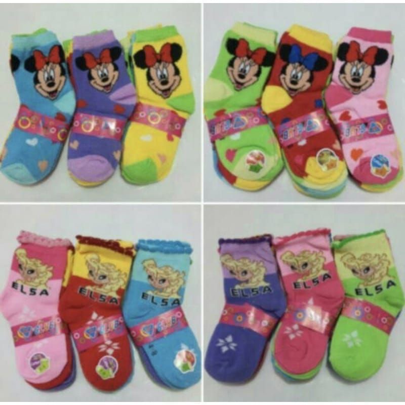 ( random ) 3 pasang kaos kaki  motif /karakter anak usia 1-4 tahun varian cewek dan cowok