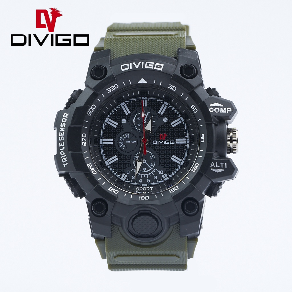 BS-Jam Tangan Pria DIVIGO Analog Sport Strab Rubber Water Resist Kode D4G-A