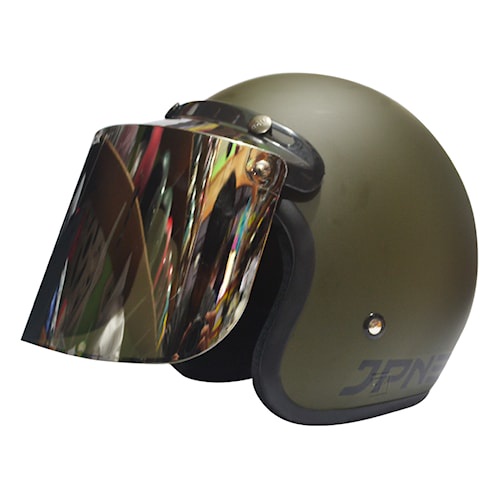 Helm Bogo Retro JPN Dewasa Original Kaca Cembung dan Datar Polos Army