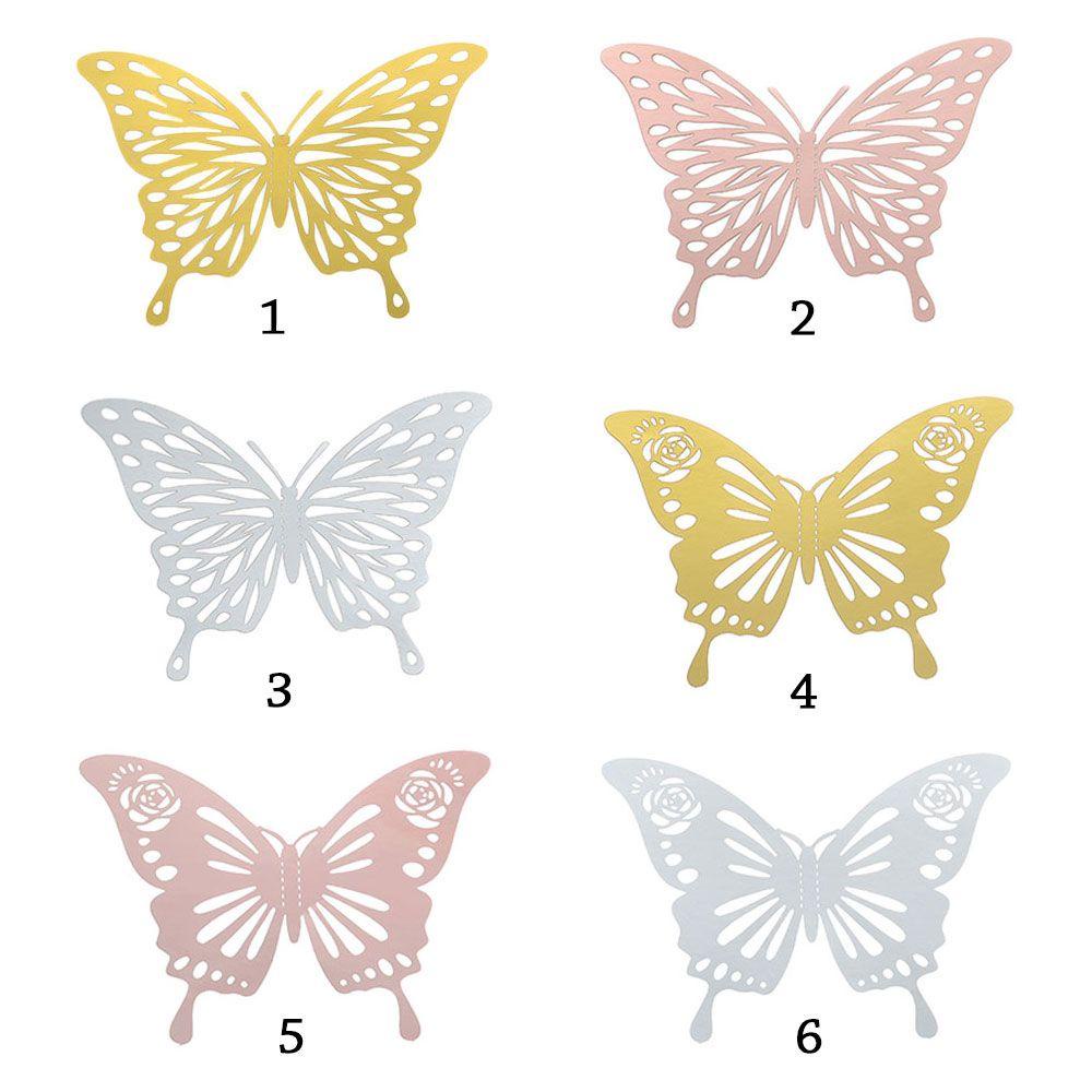 Wonder Butterfly Stiker Dinding Rumah Ornamen Hollow Perlengkapan Pesta Tekstur Logam Dekorasi Dinding